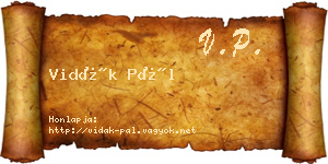 Vidák Pál névjegykártya